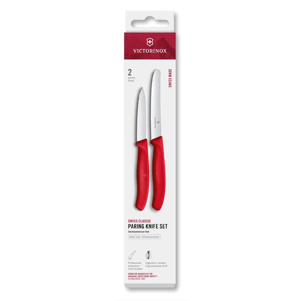 Swiss Classic, Gemüsemesser Set, 2tlg, gerade/Wellen, rot, Box