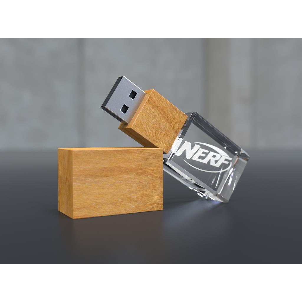 USB CRYSTAL 3D wood, (64GB)
